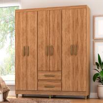 Guarda-Roupa Solteiro Essenza 6 Portas 2 Gavetas Mel - Pnr Móveis Guarda-Roupa Solteiro Essenza 6 Portas 2 Gavetas Mel - Pnr Móveis