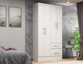 Guarda-Roupa Solteiro Europa 4 Portas 2 Gavetas Cor Branco Guarda-Roupa Solteiro Europa 4 Portas 2 Gavetas Cor Branco