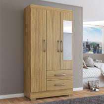 Guarda-Roupa Solteiro Florença 3 Portas 2 Gavetas com Espelho Rústico - Pnr Móveis