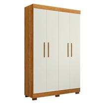 Guarda Roupa Solteiro Flórida 4 Portas Amadeirado Off White Acetinado - Tigus Guarda Roupa Solteiro Flórida 4 Portas Amadeirado Off White Acetinado - Tigus