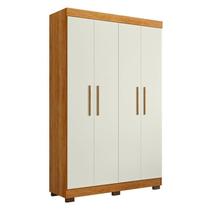 Guarda Roupa Solteiro Flórida 4 Portas Amadeirado Off White Acetinado - Tigus Guarda Roupa Solteiro Flórida 4 Portas Amadeirado Off White Acetinado - Tigus