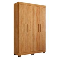 Guarda Roupa Solteiro Flórida 4 Portas Dobráveis 3 Gavetas MDF Amadeirado Acetinado