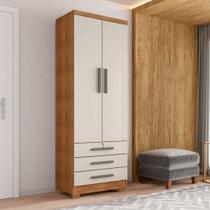 Guarda Roupa Solteiro Floripa 2 Portas 3 Gavetas Com Cabideiro Cedro / Areia Repleta Cedro / Areia