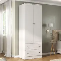 Guarda-Roupa Solteiro Fort 2 Portas 2 Gavetas 100% Mdf Branco - Manbel Guarda-Roupa Solteiro Fort 2 Portas 2 Gavetas 100% Mdf Branco - Manbel