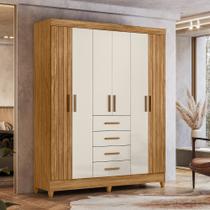 Guarda Roupa Solteiro Frisado 6 Portas 4 Gavetas e Pés Aruba Moval Guarda Roupa Solteiro Frisado 6 Portas 4 Gavetas e Pés Aruba Moval