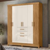 Guarda Roupa Solteiro Frisado 7 Portas 2 Gavetas com Pés Malta Moval