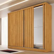 Guarda-Roupa Solteiro Galati 2 Portas 4 Gavetas com Espelho Ripado 100% Mdf Peroba 11874 - Mademarques