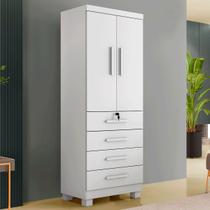 Guarda-Roupa Solteiro Gales 2 Portas 4 Gavetas com Chave Branco - Panorama Móveis Guarda-Roupa Solteiro Gales 2 Portas 4 Gavetas com Chave Branco - Panorama Móveis