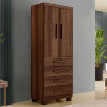 Guarda-Roupa Solteiro Gales 2 Portas 4 Gavetas com Chave Imbuia - Panorama Móveis Guarda-Roupa Solteiro Gales 2 Portas 4 Gavetas com Chave Imbuia - Panorama Móveis