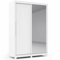 Guarda Roupa Solteiro Gelius Royale 2 portas de correr 3 gavetas com espelho pés Branco Acetinado Guarda Roupa Solteiro Gelius Royale 2 portas de correr 3 gavetas com espelho pés Branco Acetinado