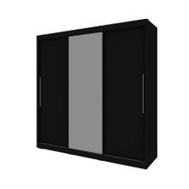 Guarda Roupa Solteiro Gelius Royale 3 Portas com Espelho Preto Madeirado Guarda Roupa Solteiro Gelius Royale 3 Portas com Espelho Preto Madeirado