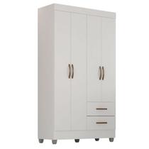 Guarda-Roupa Solteiro Grande 4 Portas 2 Gavetas e 4 Prateleiras Lisa MDP