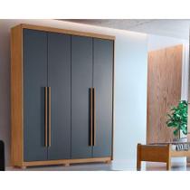 Guarda Roupa Solteiro Hawaii 4 Portas e 2 Gavetas c/ Pés Naturale/Grafite - Rufato Guarda Roupa Solteiro Hawaii 4 Portas e 2 Gavetas c/ Pés Naturale/Grafite - Rufato