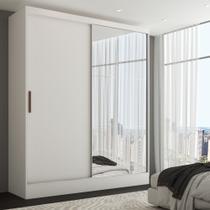 Guarda-Roupa Solteiro Hera 2 Portas 2 Gavetas com Espelho Branco - Panorama Móveis