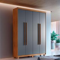 Guarda Roupa Solteiro Heros 4 Portas Com Pés Moderna Imbuia Com Grafite Guarda Roupa Solteiro Heros 4 Portas Com Pés Moderna Imbuia Com Grafite