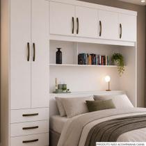 Guarda-Roupa Solteiro Herval Essence, 5 Portas, 3 Gavetas, Cabeceira Integrada, Branco