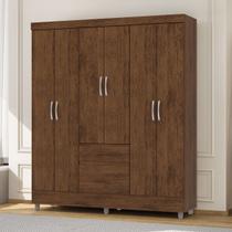 Guarda Roupa Solteiro Ideal 6 Portas 2 Gavetas Marrom - Vila Rica Guarda Roupa Solteiro Ideal 6 Portas 2 Gavetas Marrom - Vila Rica