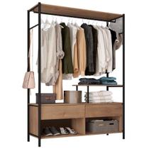 Guarda Roupa Solteiro Industrial 187x119 Cm 2g Barcelona Demolição Preto Artef Demolição Preto