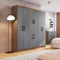 Guarda-Roupa Solteiro Laguna 7 Portas 1 Gaveta Freijo/Cinza - Irm Móveis