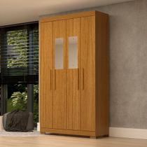 Guarda-Roupa Solteiro Lana 4 Portas 2 Gavetas com Espelho 100% Mdf Cinamomo - Acp Móveis