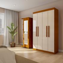 Guarda-Roupa Solteiro Lancaster 4 PT Imbuia e Off White