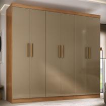 Guarda-Roupa Solteiro Lancaster 6 Portas 3 Gavetas 100% Mdf Cinamomo/Cappuccino - Panorama Móveis Guarda-Roupa Solteiro Lancaster 6 Portas 3 Gavetas 100% Mdf Cinamomo/Cappuccino - Panorama Móveis
