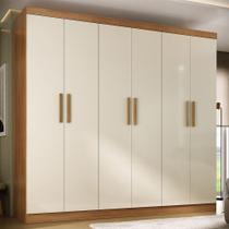 Guarda-Roupa Solteiro Lancaster 6 Portas 3 Gavetas 100% Mdf Cinamomo/Off White - Panorama Móveis Guarda-Roupa Solteiro Lancaster 6 Portas 3 Gavetas 100% Mdf Cinamomo/Off White - Panorama Móveis
