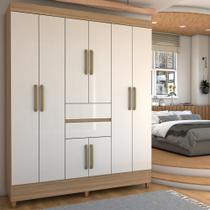 Guarda-Roupa Solteiro Leal 8 Portas 2 Gavetas Amendola Touch/Off White - Panorama Móveis Guarda-Roupa Solteiro Leal 8 Portas 2 Gavetas Amendola Touch/Off White - Panorama Móveis