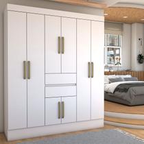 Guarda-Roupa Solteiro Leal Slim 8 Portas 2 Gavetas Branco - Panorama Móveis Guarda-Roupa Solteiro Leal Slim 8 Portas 2 Gavetas Branco - Panorama Móveis