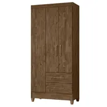Guarda Roupa Solteiro Lima 3 Portas Castanho Wood - Moval