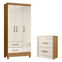 Guarda Roupa Solteiro Lima e Cômoda Dhara Freijó Off White Moval