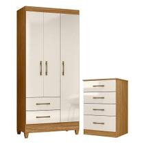 Guarda Roupa Solteiro Lima E Cômoda Ms913 Freijó Off White Moval