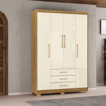 Guarda Roupa Solteiro Linna 150cm 4 Portas de Bater 3 Gavetas Nature/OffWhite G98 - Gran Belo Guarda Roupa Solteiro Linna 150cm 4 Portas de Bater 3 Gavetas Nature/OffWhite G98 - Gran Belo
