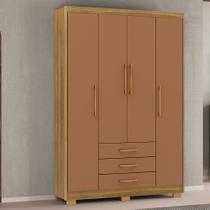 Guarda Roupa Solteiro Linna 150cm 4 Portas de Bater 3 Gavetas Nature/Terracota G98 - Gran Belo Guarda Roupa Solteiro Linna 150cm 4 Portas de Bater 3 Gavetas Nature/Terracota G98 - Gran Belo