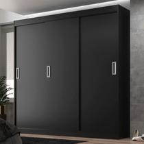 Guarda-Roupa Solteiro Lisboa 3 Portas 2 Gavetas Preto - Evidencia Móveis