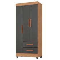 Guarda Roupa Solteiro Lite 3 Portas Nature Cinza Móveis Leão