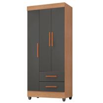 Guarda Roupa Solteiro Lite 3 Portas Nature Cinza Móveis Leão