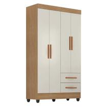 Guarda Roupa Solteiro Lite 4 Portas Nature Off White - Móveis Leão