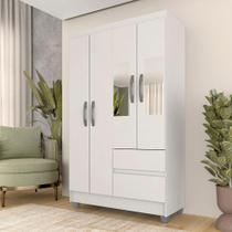 Guarda Roupa Solteiro Lohaine 4 Pts C/ Espelho Branco
