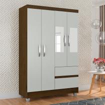 Guarda Roupa Solteiro Lohaine 4 Pts C/ Espelho Cedro/ Off White Guarda Roupa Solteiro Lohaine 4 Pts C/ Espelho Cedro/ Off White