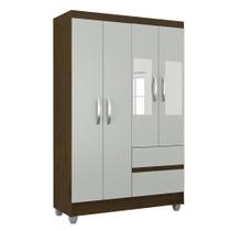 Guarda Roupa Solteiro Lohaine 4 Pts C/ Espelho Cedro/ Off White - A Móveis Arapongas