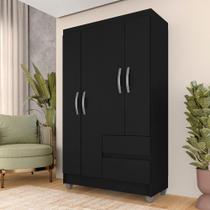 Guarda Roupa Solteiro Lohaine 4 Pts Preto Fosco - Móveis Arapongas