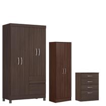 Guarda Roupa Solteiro Lótus com Multiuso Golden com Cômoda Astral Café - Demóbile