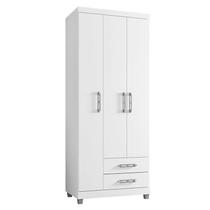 Guarda Roupa Solteiro Louise 3 Portas Branco Brilho - AJL