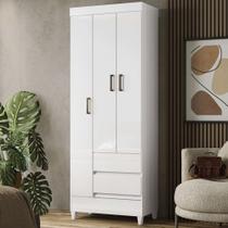 Guarda-Roupa Solteiro Lux 3 Portas 2 Gavetas Branco - Pnr Móveis