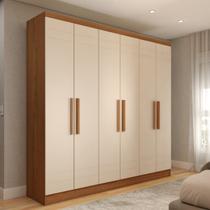 Guarda-Roupa Solteiro Luxemburgo 6 Portas 2 Gavetas Nature/Off White - Panorama Móveis Guarda-Roupa Solteiro Luxemburgo 6 Portas 2 Gavetas Nature/Off White - Panorama Móveis