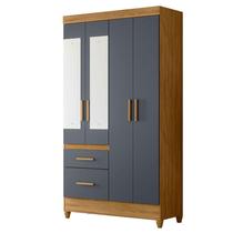 Guarda Roupa Solteiro Madri 4 Portas Freijó Cinza com Espelho - Moval