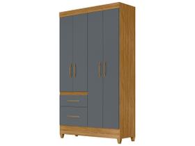 Guarda Roupa Solteiro Madri 4 Portas Freijó Cinza - Moval - MOVAL MOVÉIS