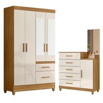 Guarda Roupa Solteiro Madri com espelho e Cômoda Lisboa Freijó Off White Moval Guarda Roupa Solteiro Madri com espelho e Cômoda Lisboa Freijó Off White Moval