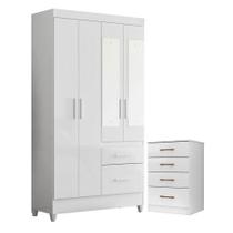 Guarda Roupa Solteiro Madri Flex Com Espelho E Cômoda Ms913 Branco Brilho - Moval Guarda Roupa Solteiro Madri Flex Com Espelho E Cômoda Ms913 Branco Brilho - Moval